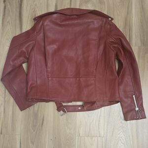 Zara Red Faux Leather Biker Jacket